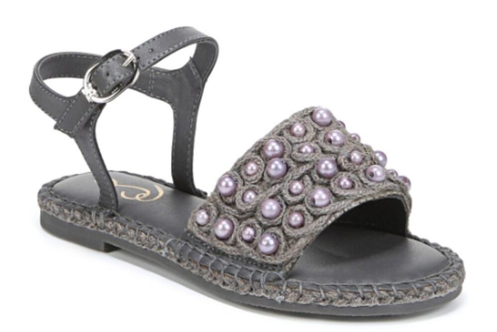 Sam Edelman Kids Holly Sandals US 1 M EU 32 Mockingbird Grey Linen NIB